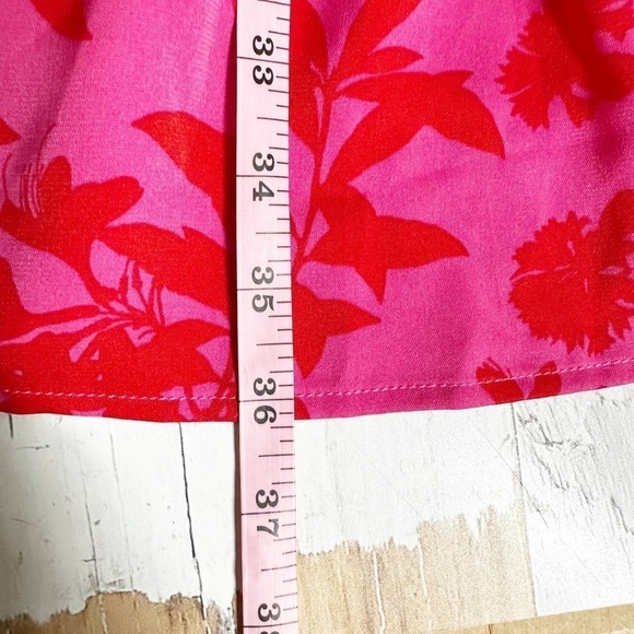 Sam Edelman High Neck Floral Print  Dress Red Pink Size Small - Picture 8 of 14